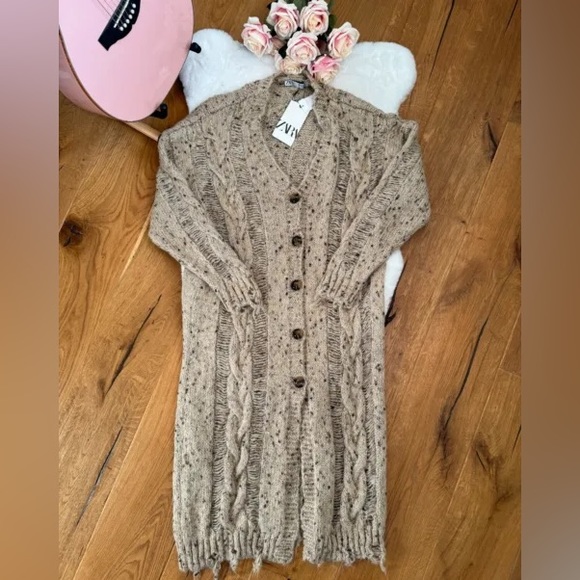 LAST CHANCE 2024 ZARA CABLE KNIT TORN COAT - Picture 9 of 10